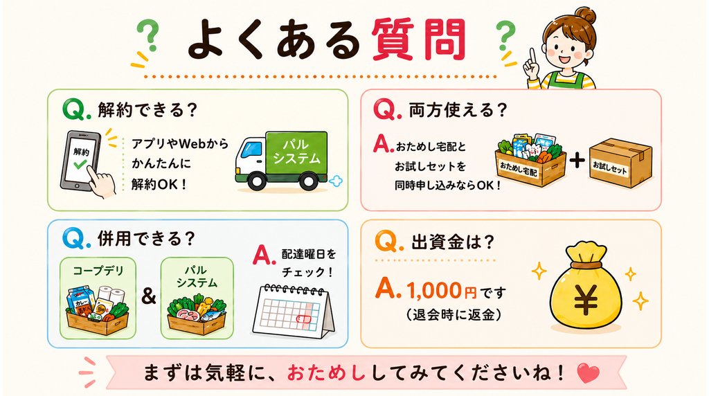 おためし宅配とお試しセットに関するよくある質問をまとめたブログ用画像