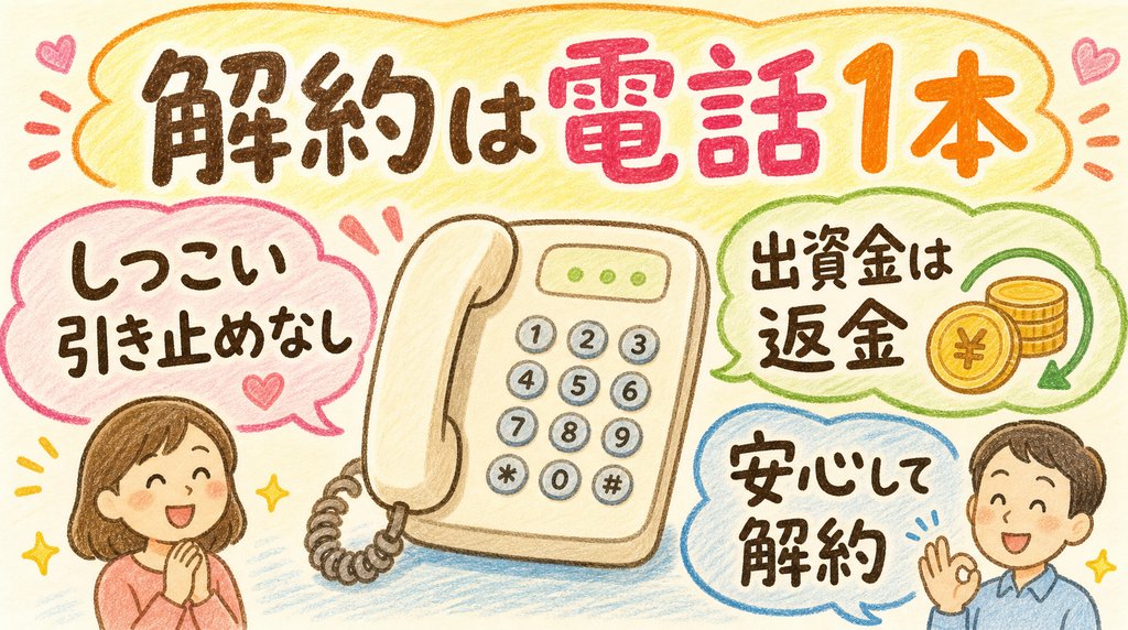 コープデリを解約する場合の電話手続きを説明した図解