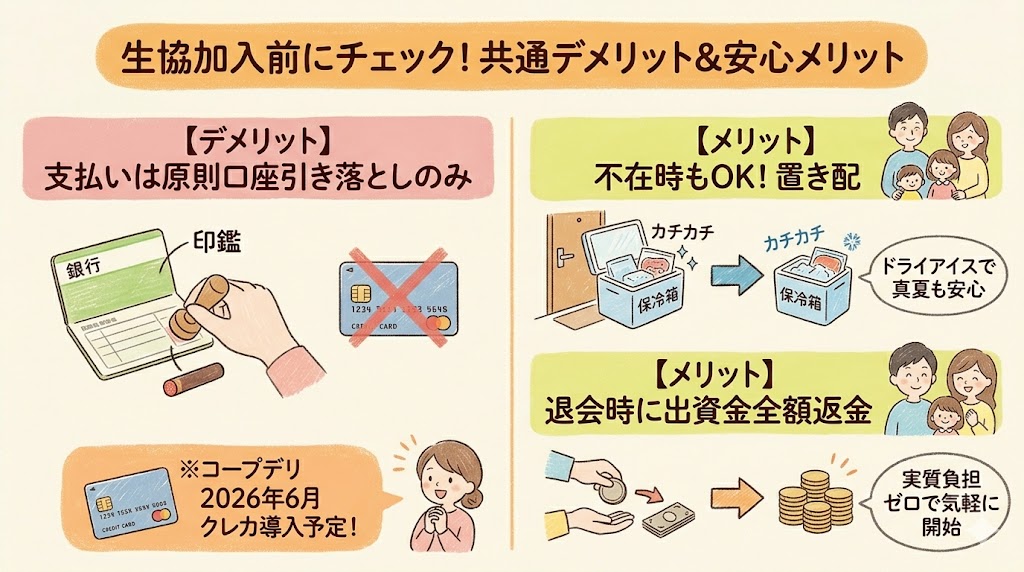 コープデリとおうちコープ共通デメリットとメリット