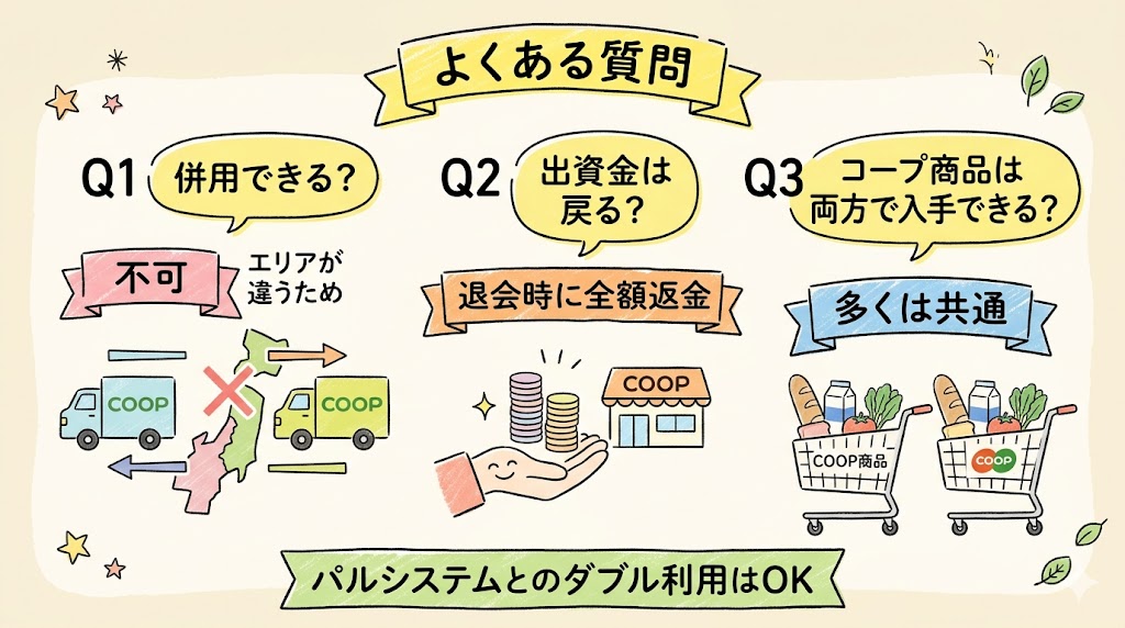 コープデリおうちコープについてよくある質問と回答をまとめた図解