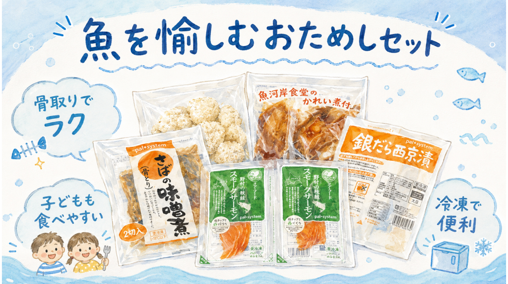 お魚のおためしセットを紹介するブログ用画像