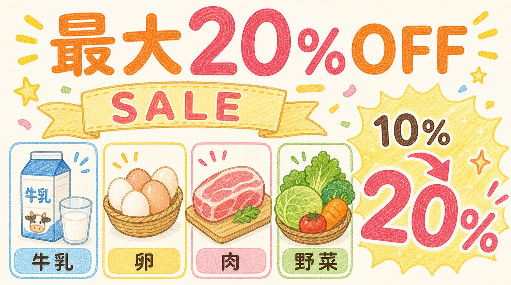 おためし宅配で最大20パーセントオフになることを説明したブログ用画像