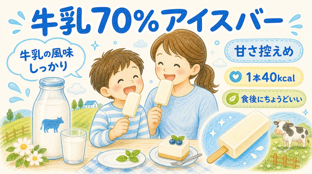 牛乳70パーセントアイスバーの特徴を紹介する図解