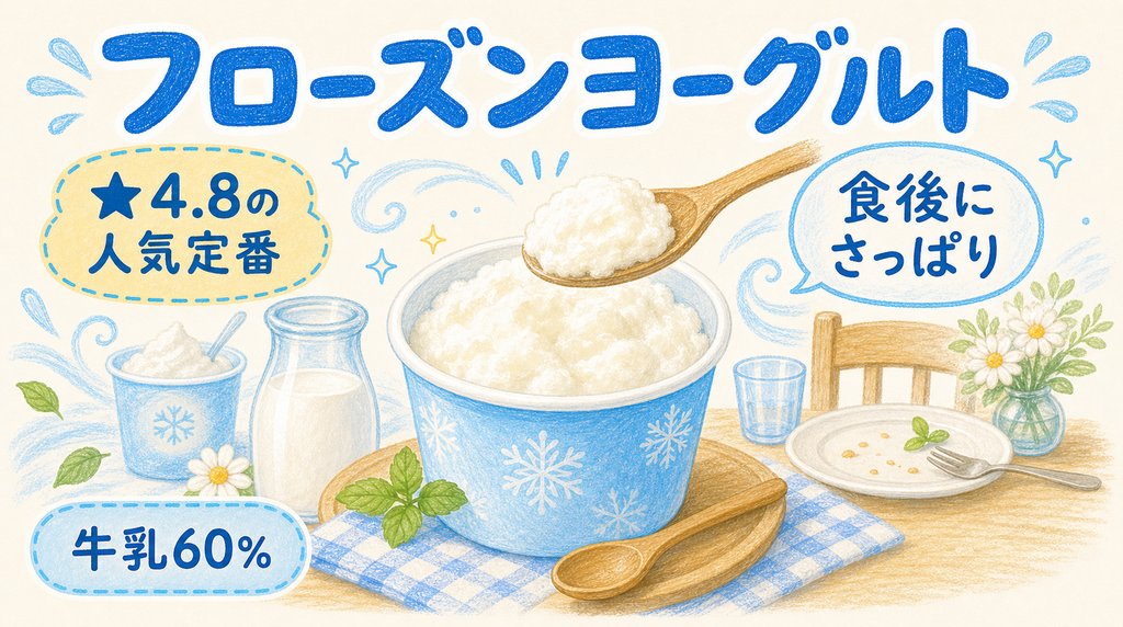 コープのフローズンヨーグルトの特徴を紹介する図解
