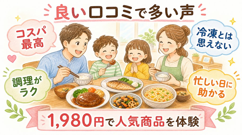 コープお試しセット1980円の良い口コミと評判をまとめた図解