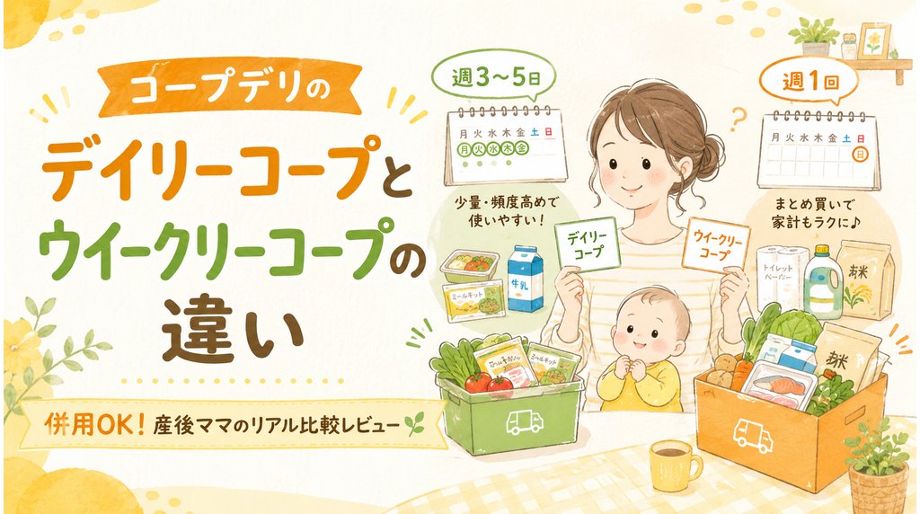コープデリのデイリーコープとウイークリーコープの違いを紹介するアイキャッチ