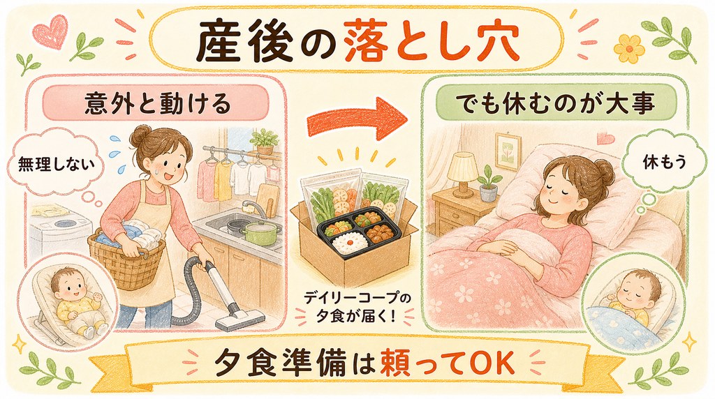 産後に無理をしないためデイリーコープを活用する図解