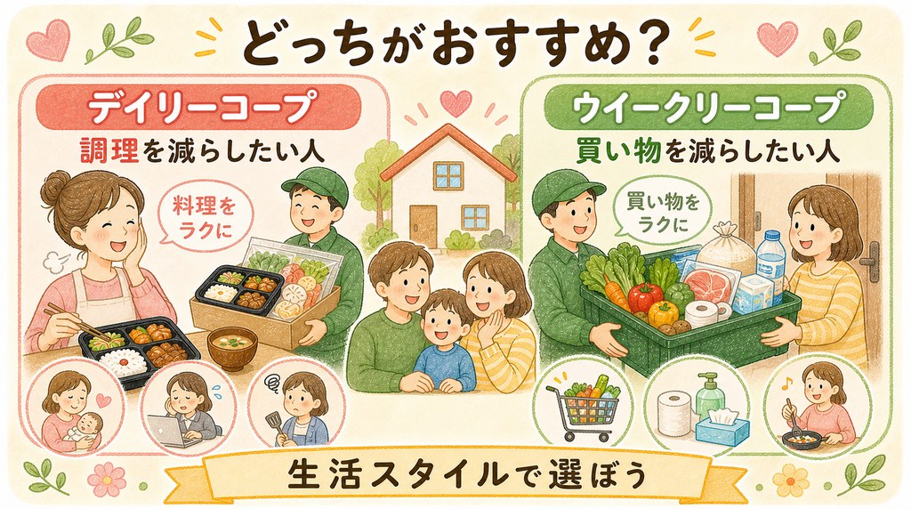 デイリーコープとウイークリーコープがおすすめな人の違いを比較した図解