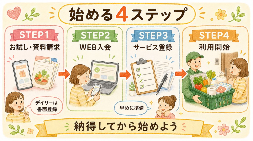 デイリーコープとウイークリーコープをお得に始める4ステップ図解