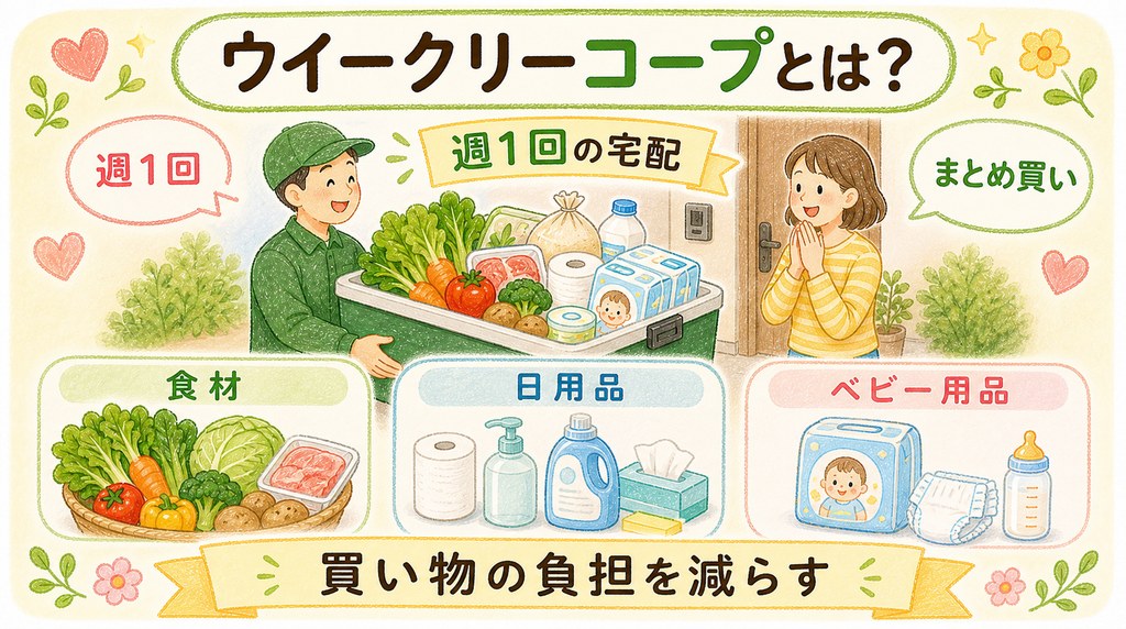 ウイークリーコープとは週1回の宅配サービスであることを説明する図解