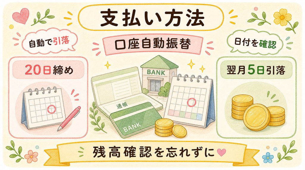 コープデリの支払い方法は口座自動振替と説明する図解