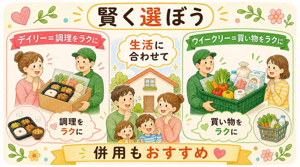 デイリーコープとウイークリーコープの違いをまとめた図解