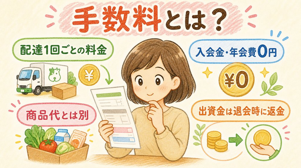 パルシステムの手数料と商品代、入会金、年会費、出資金の違いを整理した図解