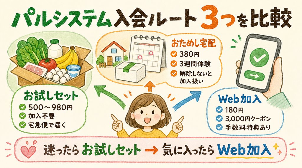 パルシステムの入会ルート3つを比較した図解